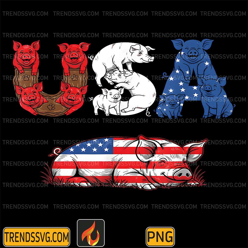 Pig-American-USA-Flag-4th-Of-July-Png