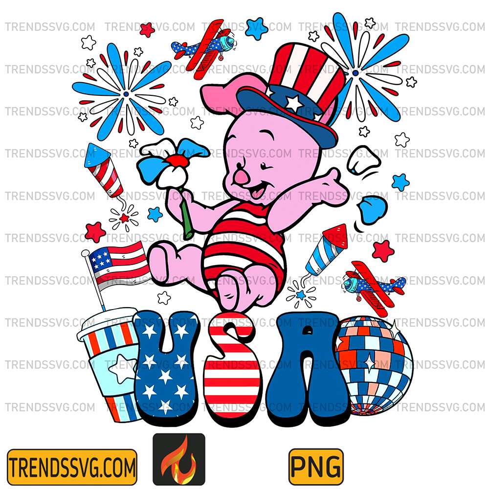 Piglet-Usa-America-4th-Of-July-Png