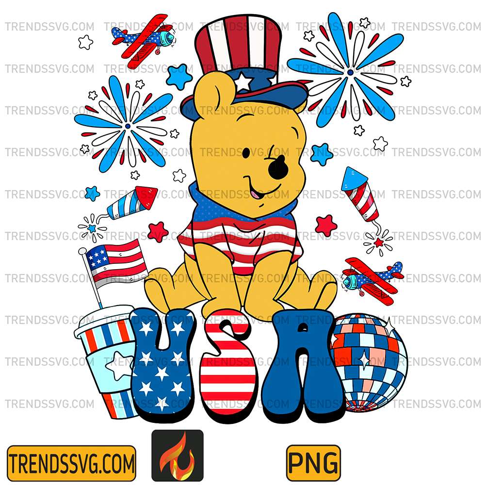 Pooh-Usa-America-4th-Of-July-Png
