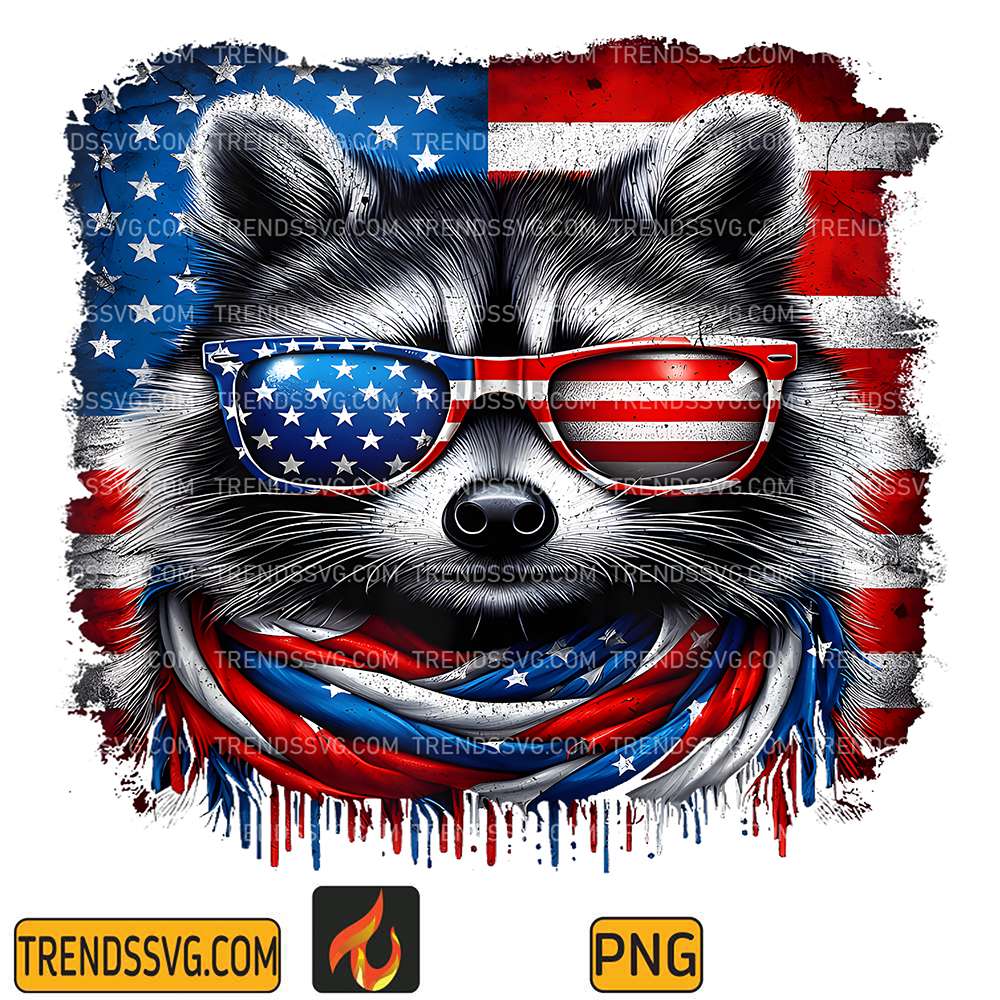 Raccoon-4th-Of-July-USA-American-Flag-Patriotic-Png