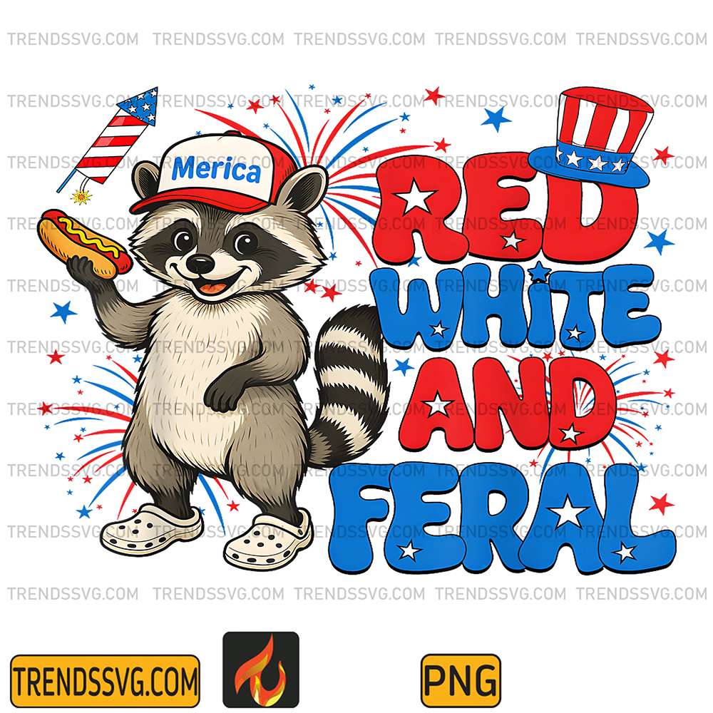 Red-White-And-Feral-4th-Of-July-Raccoon-Hot-Dog-America-Png-3