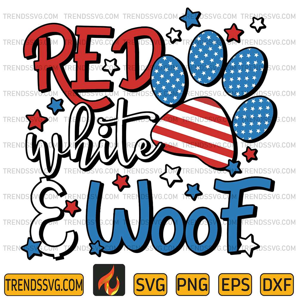 Red-White-And-Woof-4th-Of-July-Svg