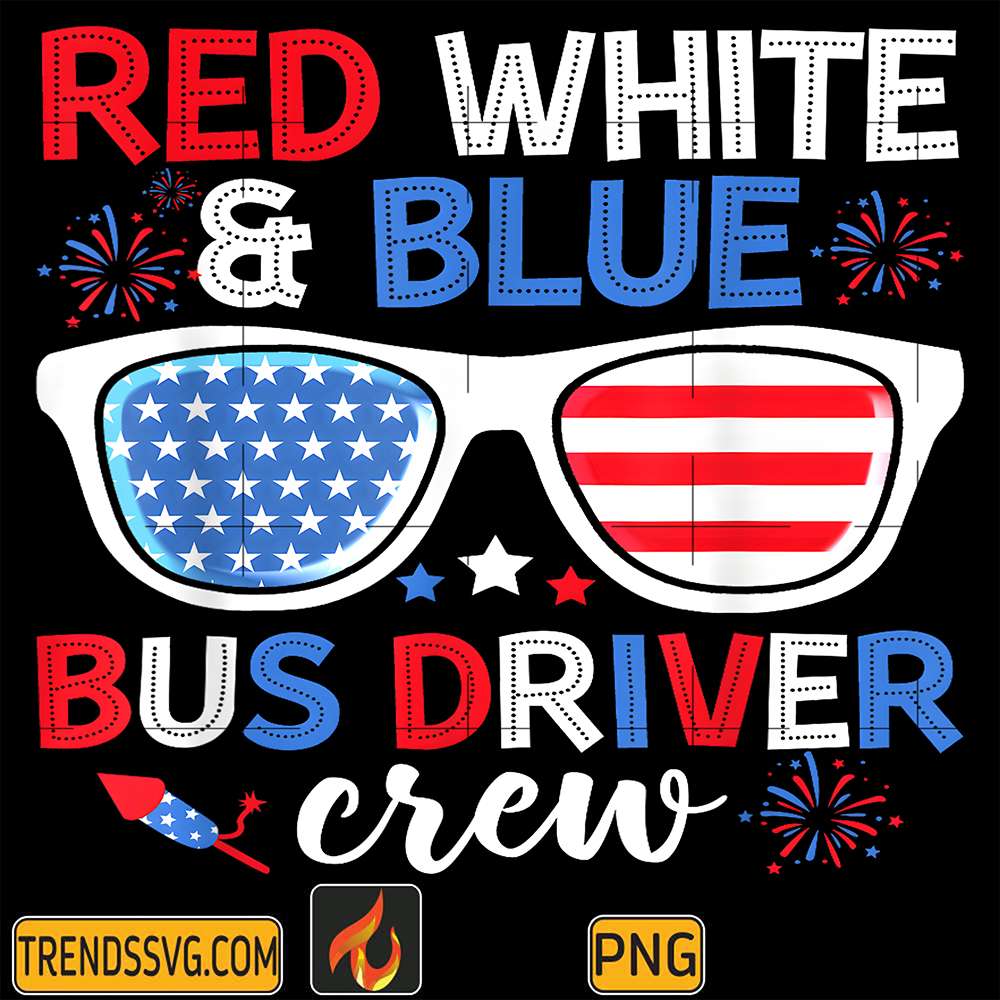 Red-White-Blue-Bus-Driver-Crew-4th-Of-July-Sunglasses-Png
