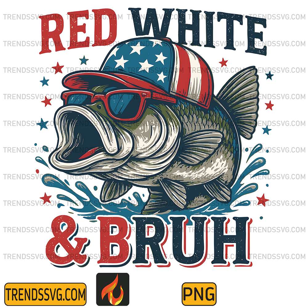 Red White & Bruh Fish Png TRENDSSVG