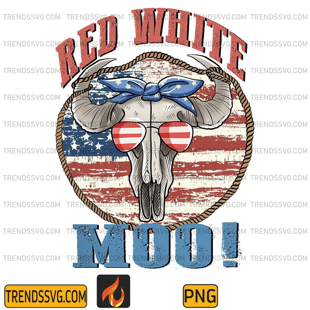 Red-White-Moo-4th-Of-July-Png