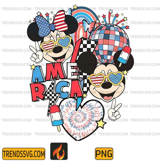 Retro-America-Minnie-And-Mickey-Png