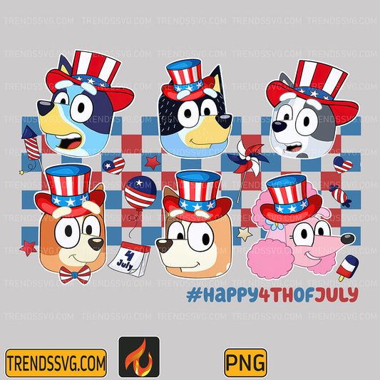 Retro-Bluey-Family-Happy-4th-Of-July-Png
