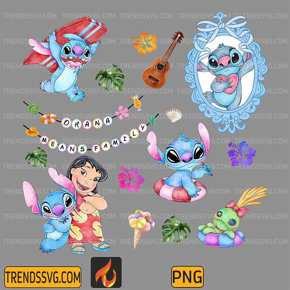 Retro Coquette Bows Lilo And Stitch, Cute Stitch Angel Lilo Hawaii Aloha Png TRENDSSVG