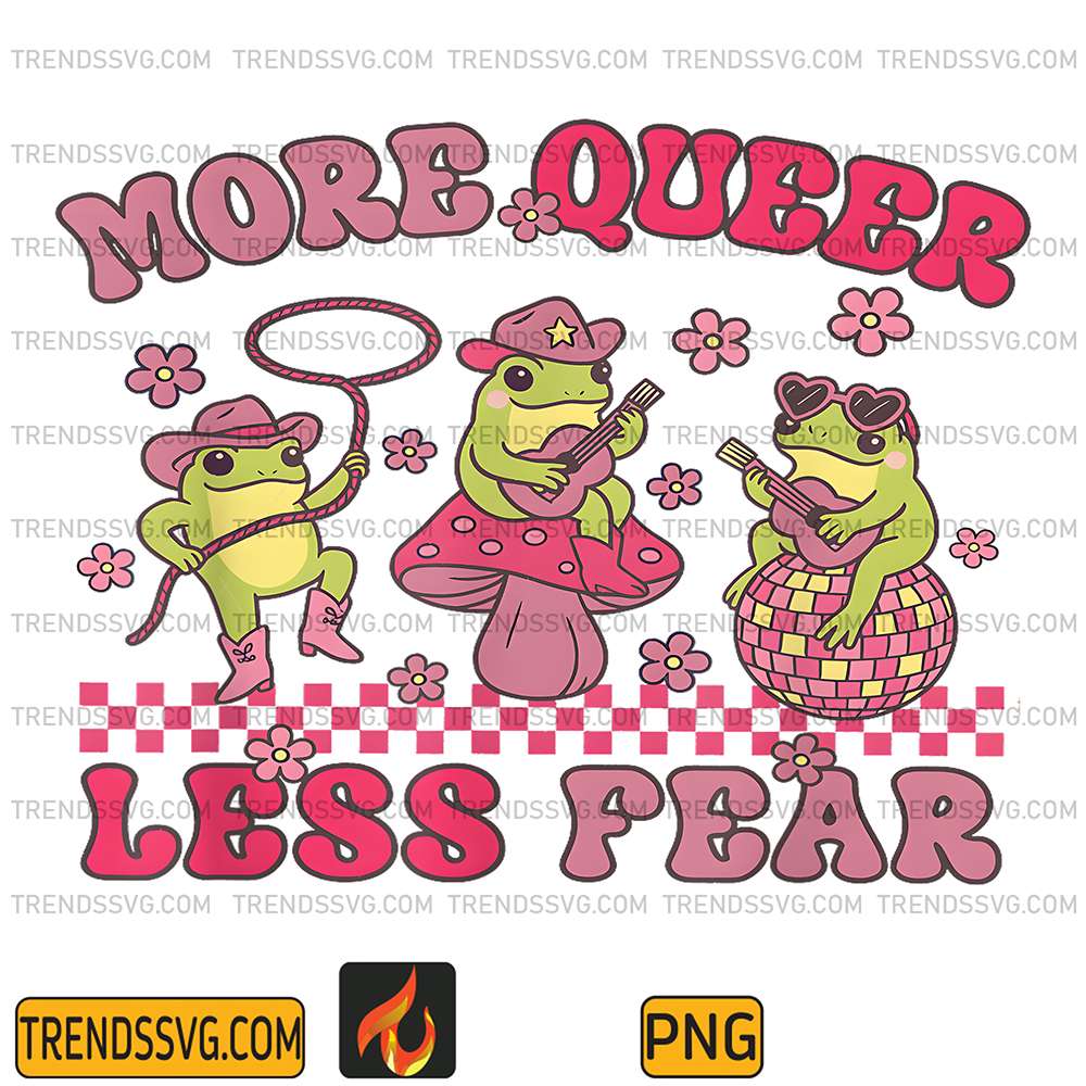 Retro-More-Queer-Less-Fear-Cute-Frog-Gay-Cowboy-LGBTQ-Pride-Png