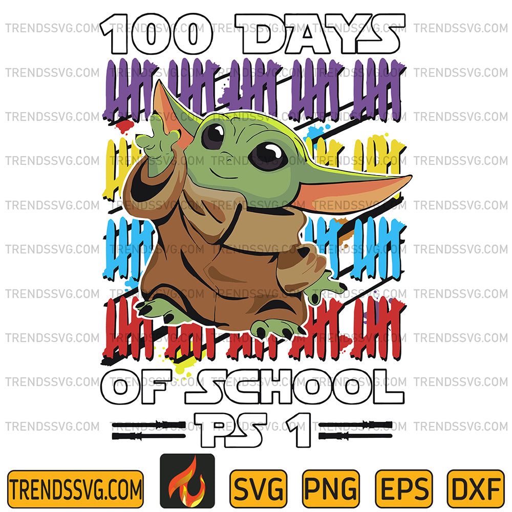 RetroBabyYoda100DaysOfSchoolSvg