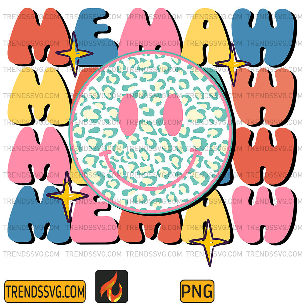 RetroMemawDrippingFaceLeopardPng