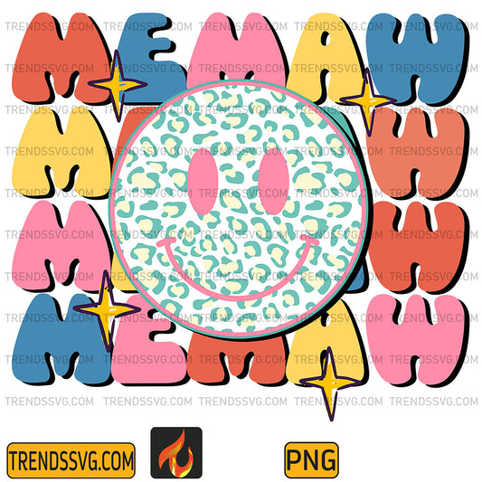 RetroMemawDrippingFaceLeopardPng