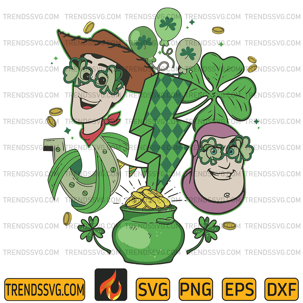 RetroToyStoryWoodyStPatrickDaySvg
