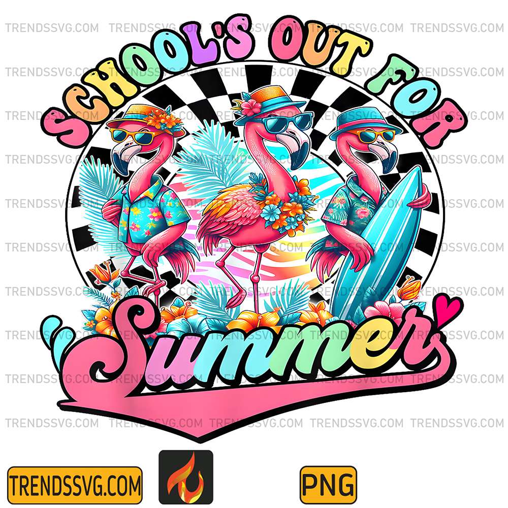 Schools-Out-For-Summer-Flamingo-Last-Day-Of-School-Teacher-Png