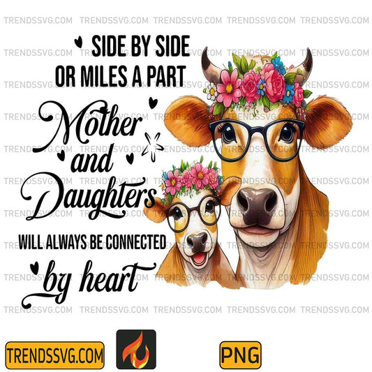 Side-By-Side-Or-Miles-A-Part-Mother-And-Daughters-Will-Always-Be-Connected-By-Heart-Png