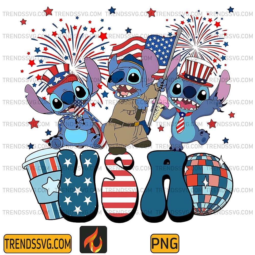 Stitch Usa America 4th Of July Png TRENDSSVG