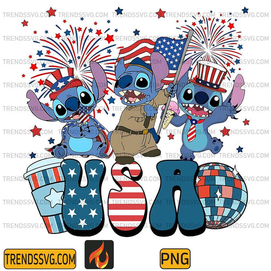 Stitch Usa America 4th Of July Png TRENDSSVG