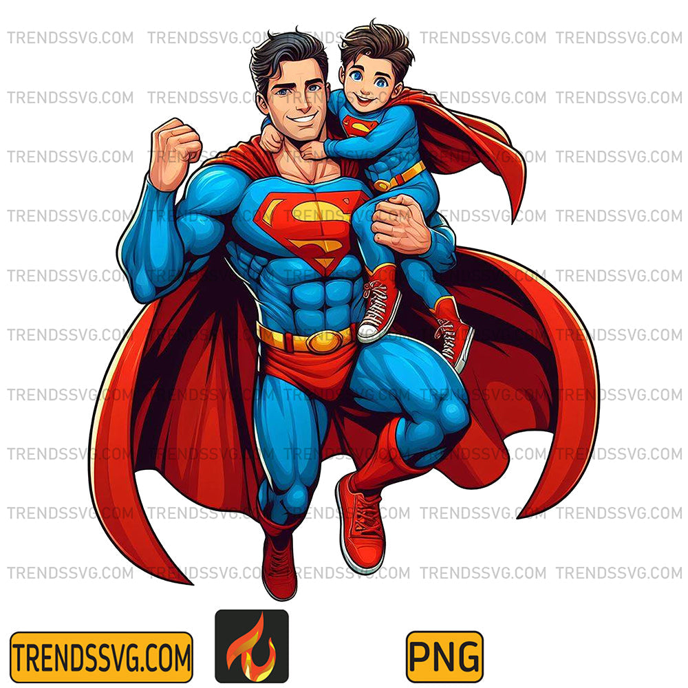 Super-Man-Dad-And-Son-Png
