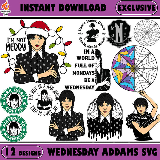 12-wednesday-addams-svg-bundle