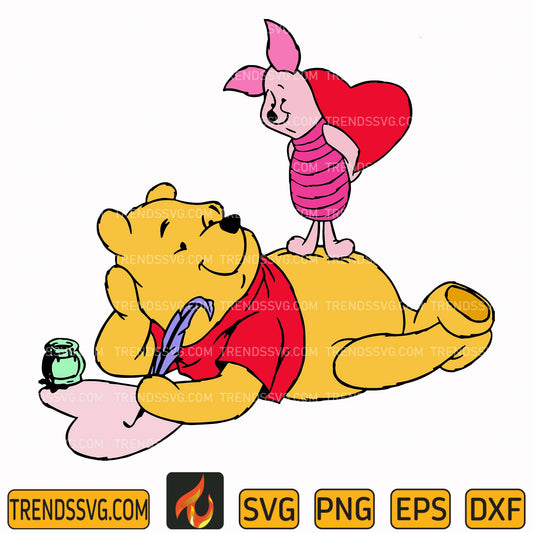 Winnie the Pooh and Piglet Svg