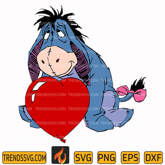 Eeyore Heart and Winnie the Pooh Svg