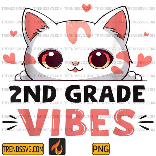 2nd-Grade-Vibes-Back-To-School-Cute-Cat-Png