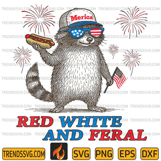 4th Of July Red White And Feral Raccoon USA Flag Fireworks Svg 22052501 TRENDSSVG