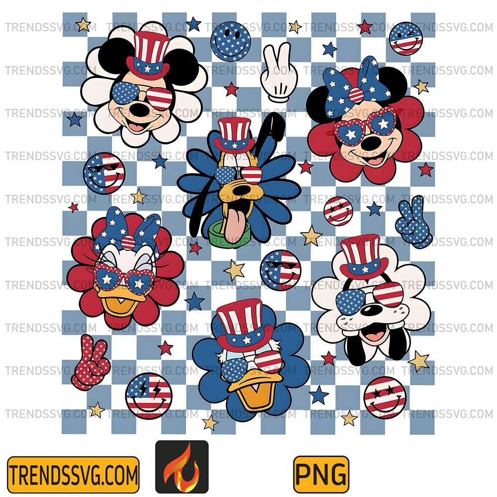 4th-Of-July-Retro-Mickey-And-Friends-Png