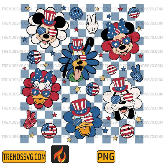 4th-Of-July-Retro-Mickey-And-Friends-Png