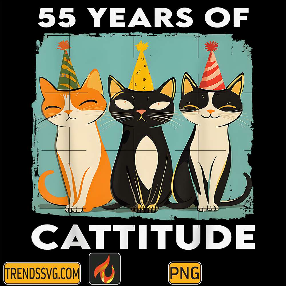55-Yearsof-Cattitude-55th-Birthday-Cat-Lover-55-Years-Old-Png