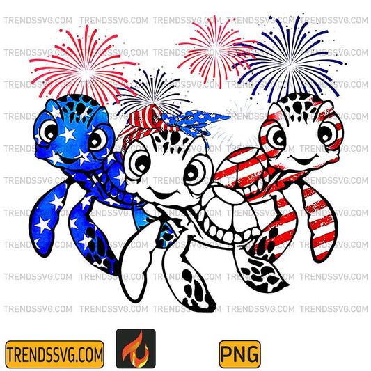 America-Flag-Turtles-4th-Of-July-Png