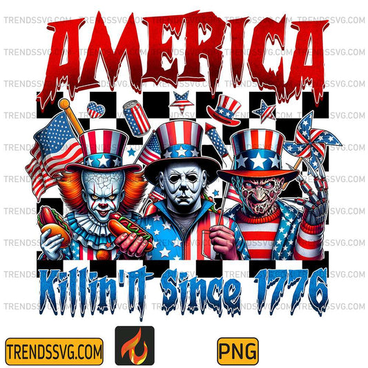 America-Killin-It-Since-1776-Horror-Characters-4th-Of-July-Png