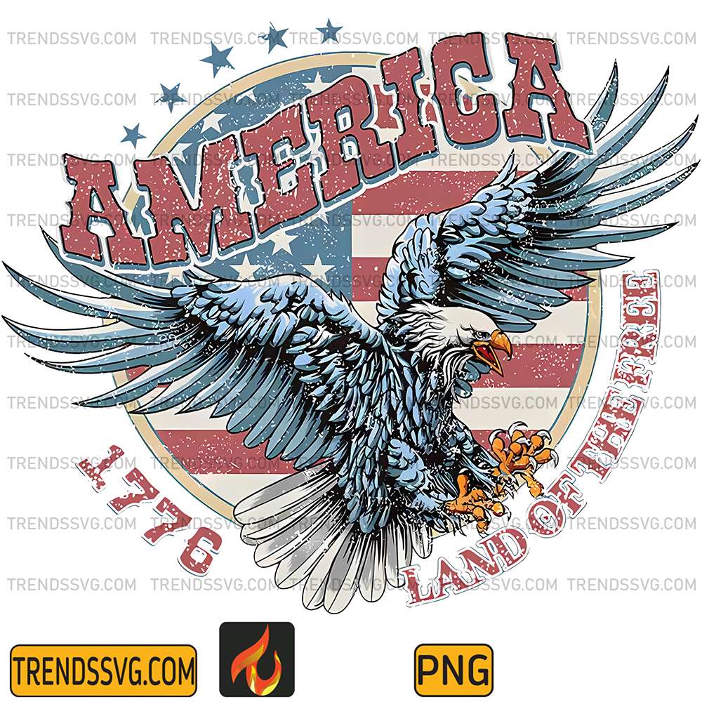 America-Land-Of-The-Free-4th-Of-July-America-Flag-Eagle-Png
