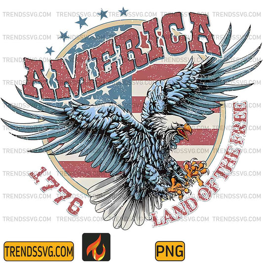 America-Land-Of-The-Free-4th-Of-July-America-Flag-Eagle-Png