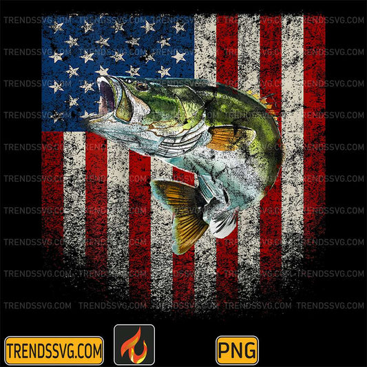 American-Flag-Bass-Fish-Fishing-Png
