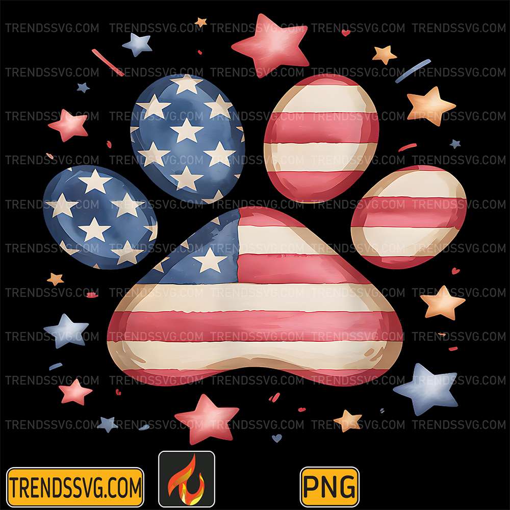 American-Flag-Patriotic-Dog-Cat-Paw-Print-4th-Of-July-Dog-Png
