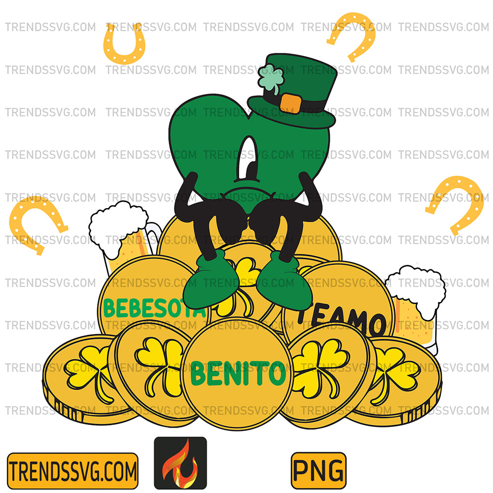 BadBunnyHeartLeprechaunHatPng