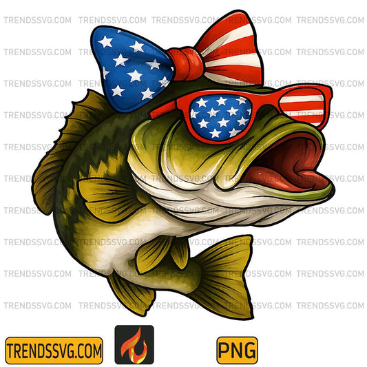 Bass-Fish-4th-Of-July-American-US-Flag-Patriotic-Fishing-Png