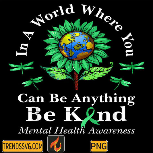 Be-Kind-Green-Ribbon-Sunflower-Mental-Health-Awareness-Png