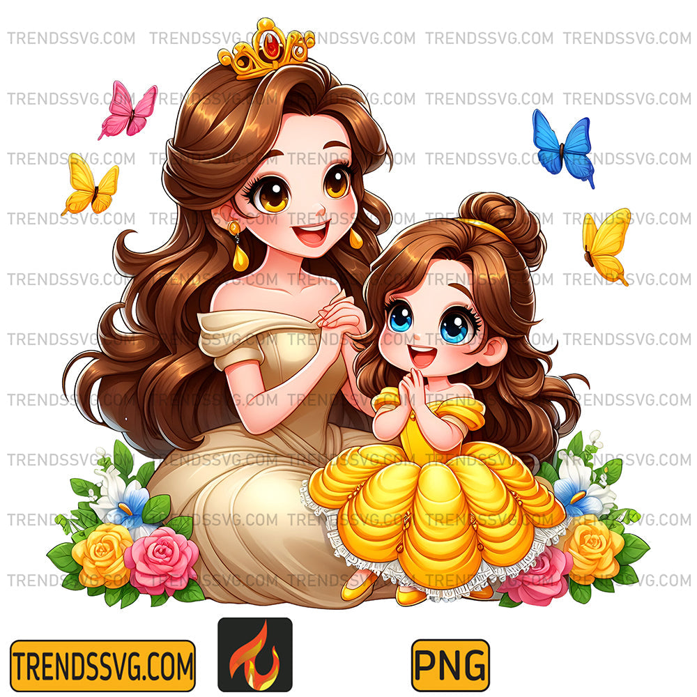 BelleMomAndDaughterPrincessPng