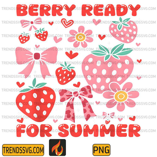 Berry-Ready-For-Summer-Strawberry-Bow-Last-Day-Of-School-Png