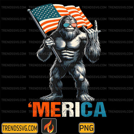 Bigfoot-Merica-Rock-American-Flag-Patriotic-USA-4th-Of-July-Png
