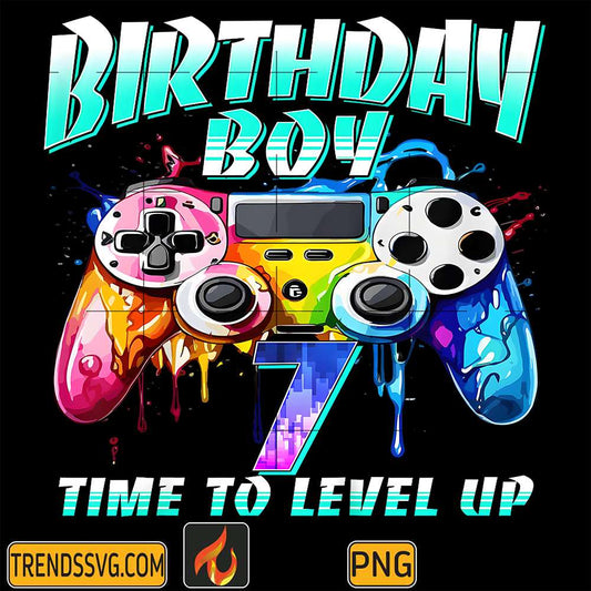 Birthday-Boy-Time-To-Level-Up-Gamer-Video-Game-7-Years-Old-Png
