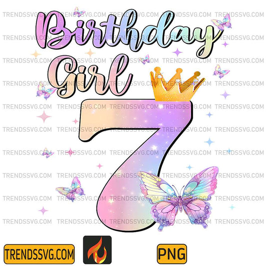Birthday-Girl-7-Year-Old-Butterfly-Theme-Party-7th-Birthday-Png