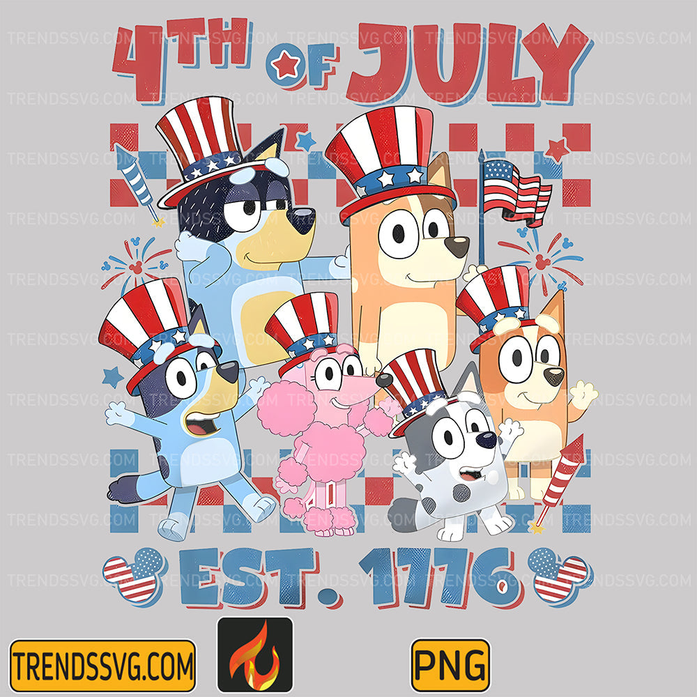 Bluey-4th-of-July-Est-1776-Png