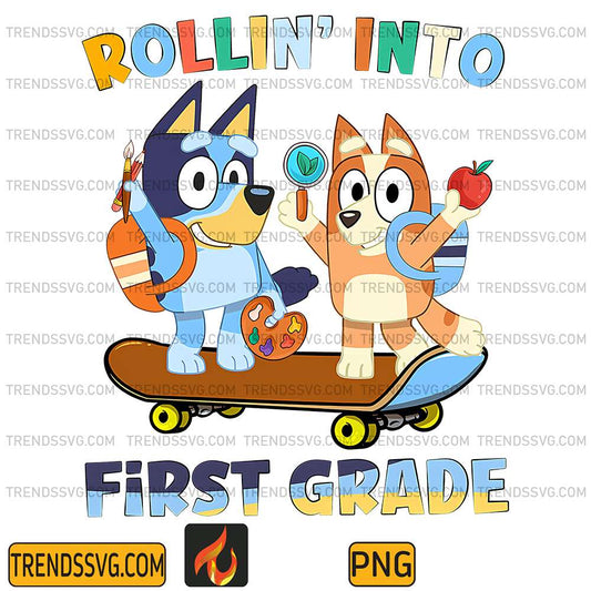 Bluey-And-Bingo-Rollin-Into-First-Grade-Png