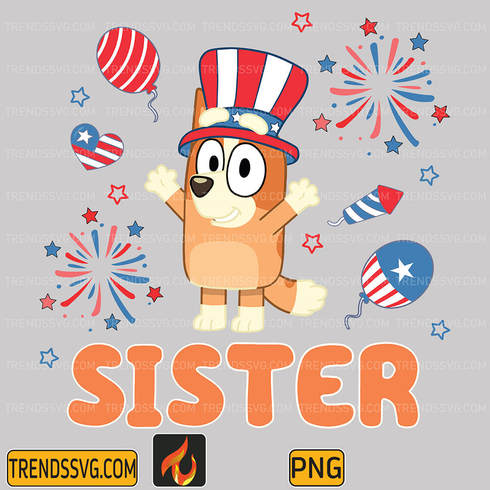 Bluey-Bingo-Sister-4th-Of-July-Png