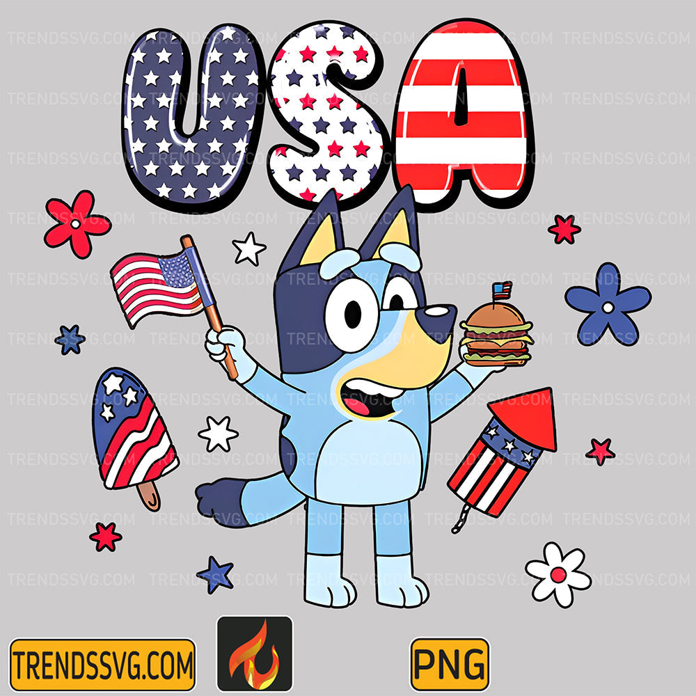 Bluey-Character-USA-4th-July-Png