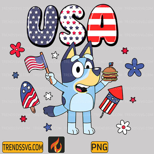 Bluey-Character-USA-4th-July-Png