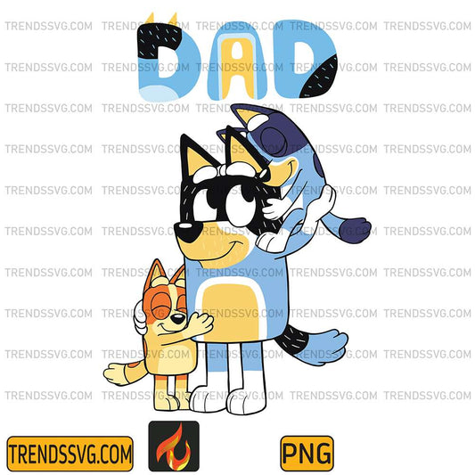 Bluey-Dad-Playing-Son-And-Daughter-Png